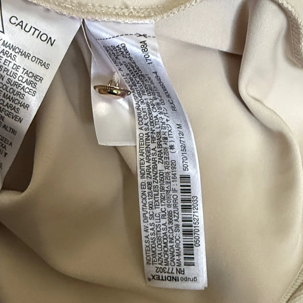 Zara Beige Faux Suede Short Sleeve Pullover Dress NWT Sz Med Ret $35.90 Raw Hems - Picture 9 of 10